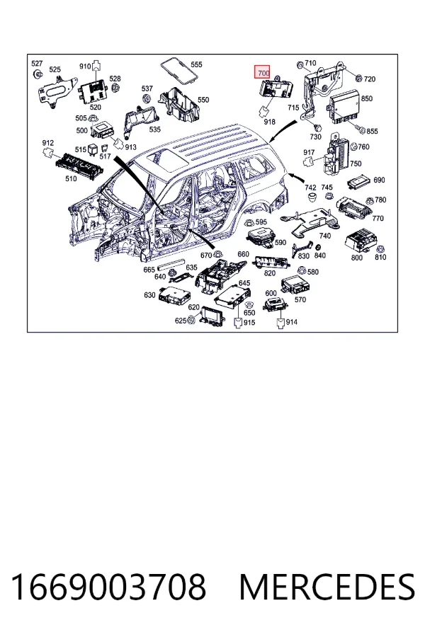 Módulo de direção (Centralina eletrônica) de abertura de tampa de porta-malas (de 3ª/5ª porta traseira) 1669003708 Mercedes