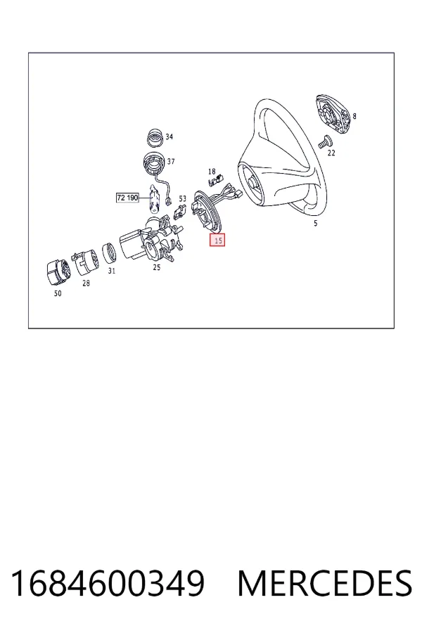 Anel AIRBAG de contato, cabo plano do volante 1684600349 Mercedes