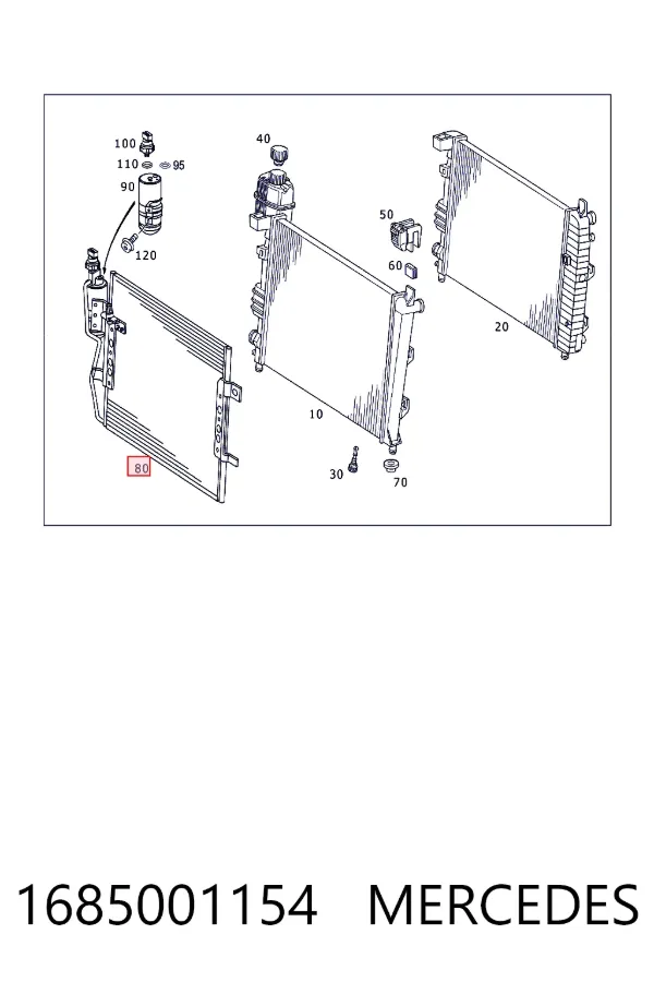 Radiador de aparelho de ar condicionado 1685001154 Mercedes