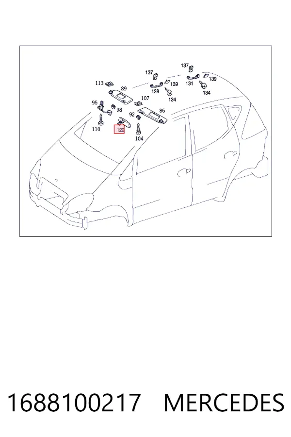 Espelho de salão interno Mercedes A W168