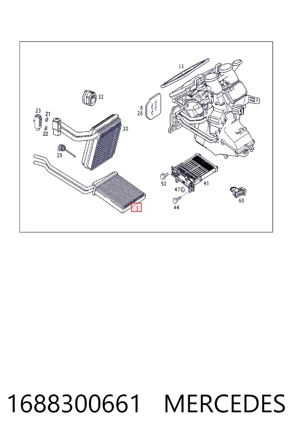 Radiador de forno (de aquecedor) 1688300661 Mercedes