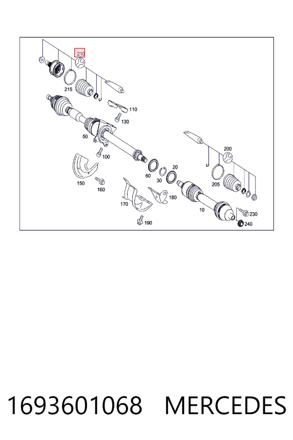 Junta homocinética externa dianteira 1693601068 Mercedes