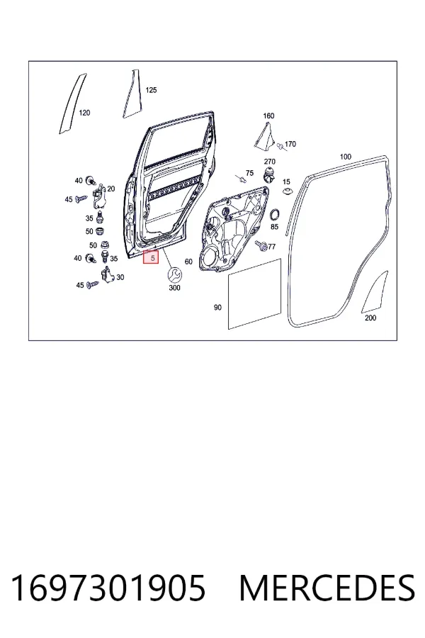 Porta traseira esquerda 1697301905 Mercedes