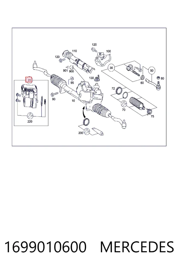Unidade de controlo de reforçador elétrico do volante 1699010600 Mercedes