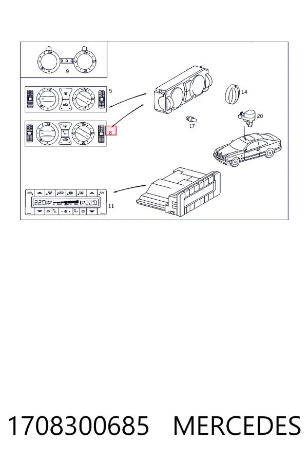 Unidade de controlo dos modos de aquecimento/condicionamento 1708300685 Mercedes