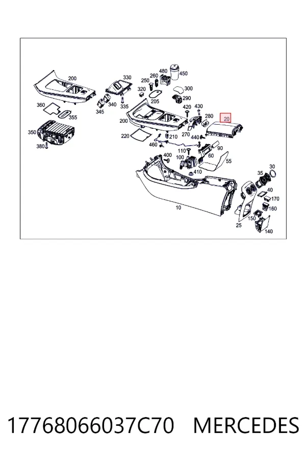 Braço de consola central Mercedes A W177
