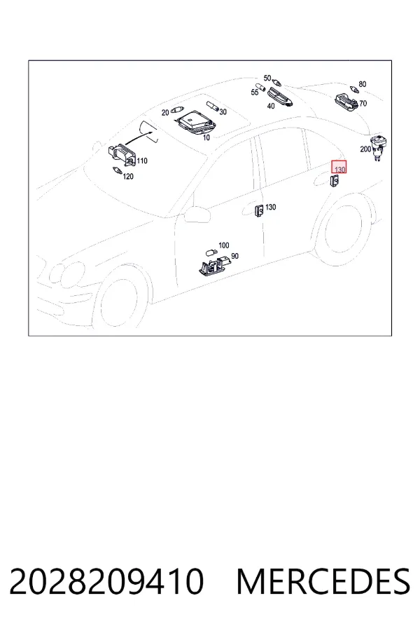 Sensor de fechamento de portas (interruptor de fim de carreira) 2028209410 Mercedes