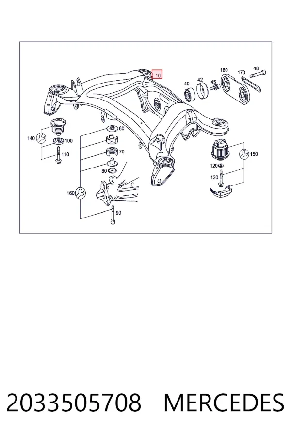 Viga de suspensão traseira (plataforma veicular) 2033505708 Mercedes