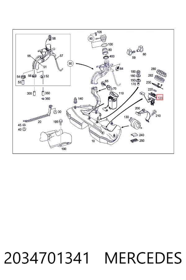 Sensor do nível de combustível no tanque 2034701341 Mercedes