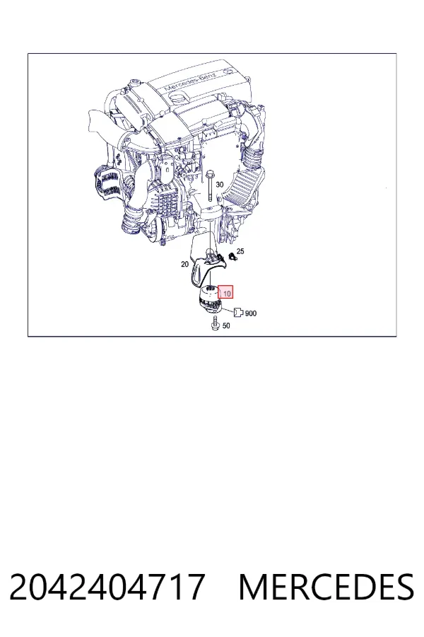 Coxim (suporte) direito de motor 2042404717 Mercedes