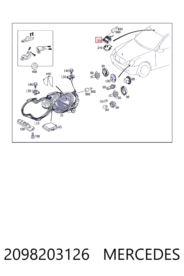 Sensor de chuva 2098203126 Mercedes