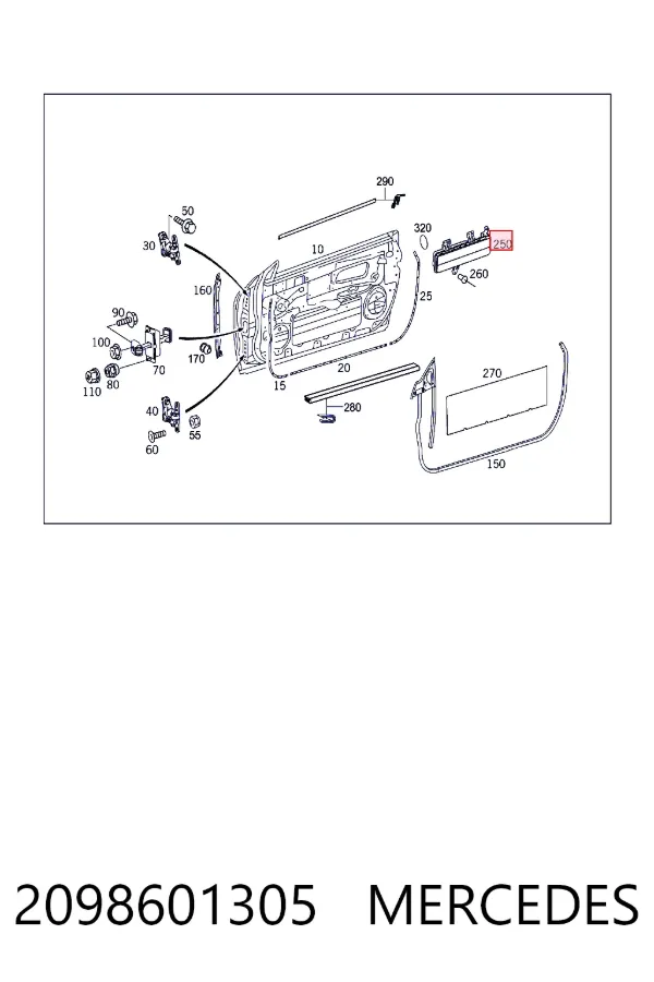 Cinto de segurança (AIRBAG) da porta dianteira esquerda 2098601305 Mercedes