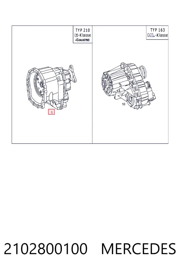 Caixa de transferência 2102800100 Mercedes