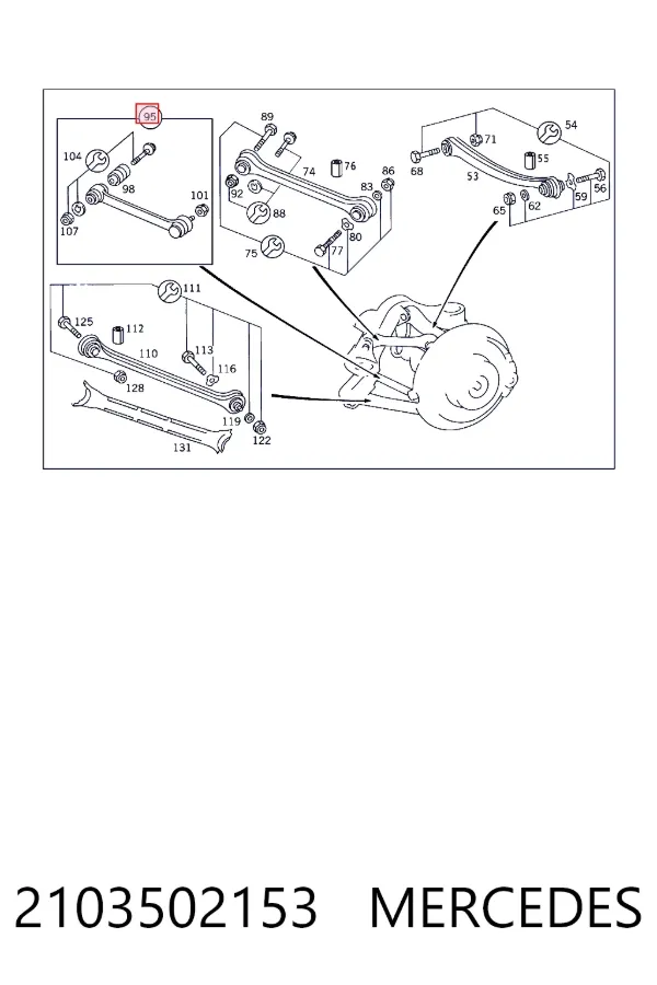 Barra transversal de suspensão traseira 2103502153 Mercedes