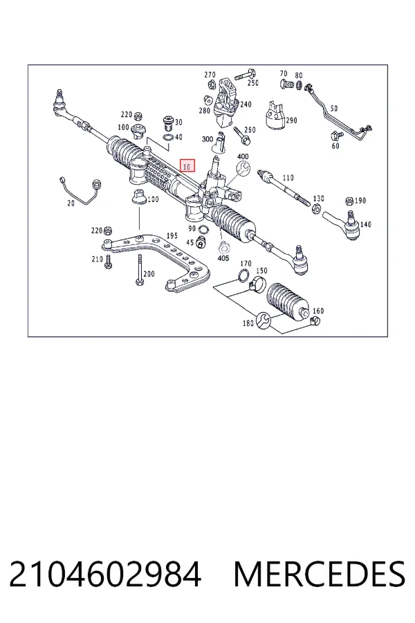 Cremalheira da direção 2104602984 Mercedes