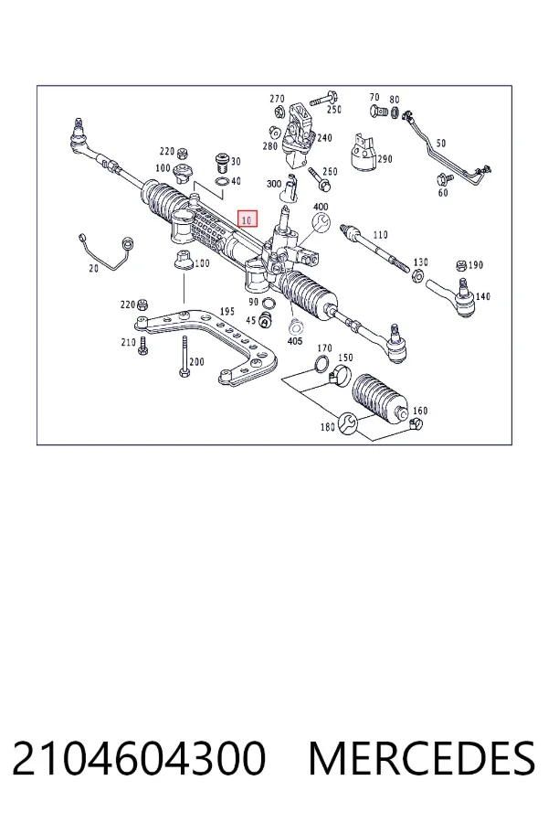 Cremalheira da direção 2104604300 Mercedes