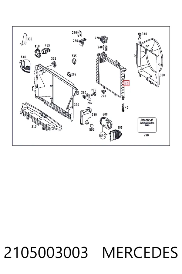 Radiador de esfriamento de motor 2105003003 Mercedes