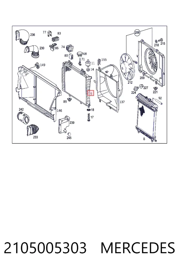 Radiador de esfriamento de motor 2105005303 Mercedes