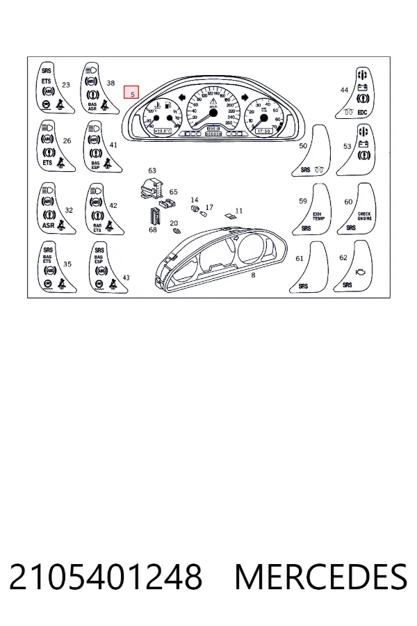 Painel de instrumentos (quadro de instrumentos) 2105401248 Mercedes