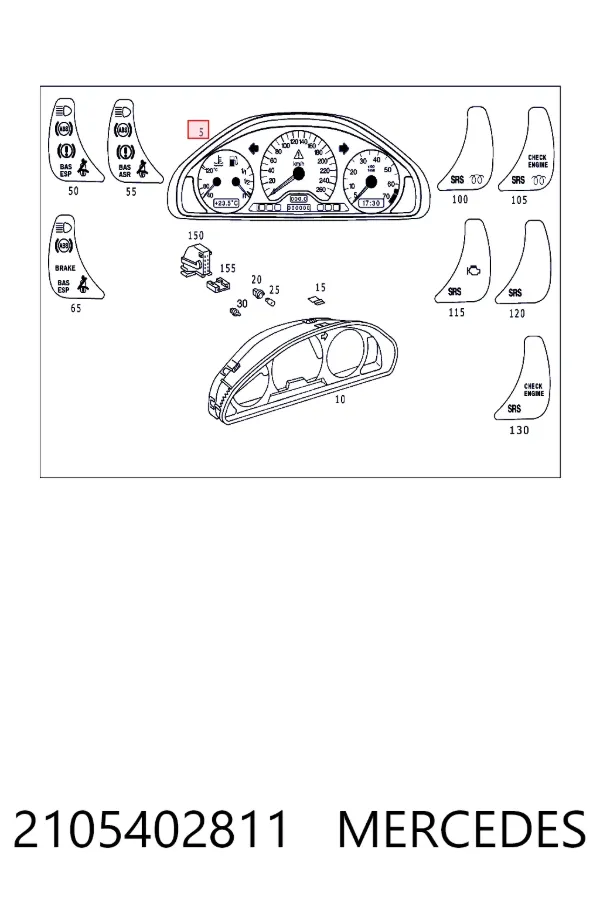 Painel de instrumentos (quadro de instrumentos) 2105402811 Mercedes