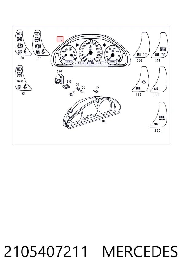 Painel de instrumentos (quadro de instrumentos) 2105407211 Mercedes