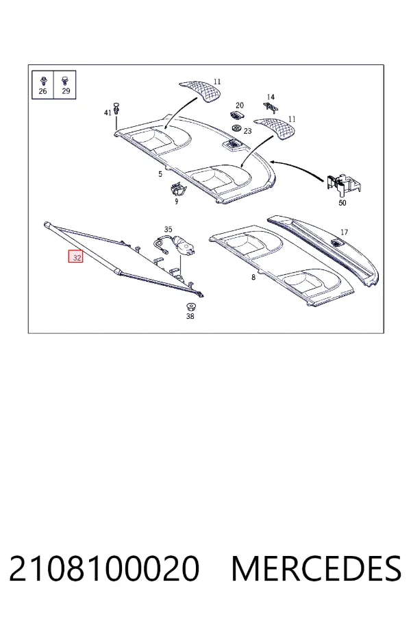 Estore de vidro traseiro 2108100020 Mercedes