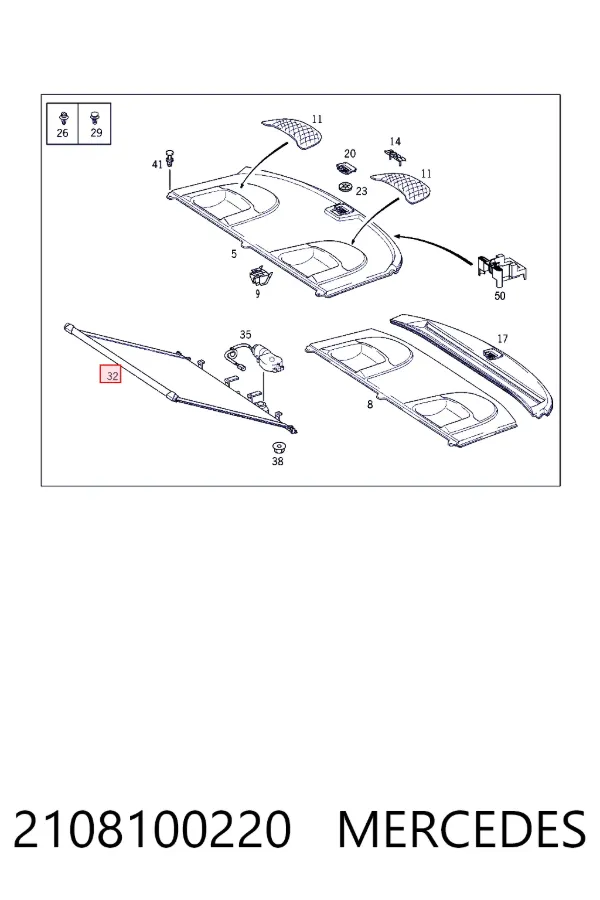 Estore de vidro traseiro 2108100220 Mercedes