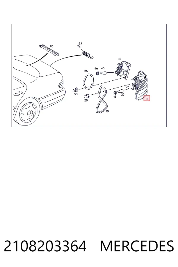 Lanterna traseira esquerda externa 2108203364 Mercedes
