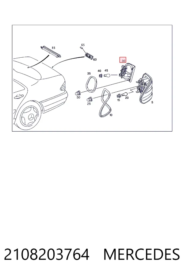 Lanterna traseira esquerda interna 2108203764 Mercedes