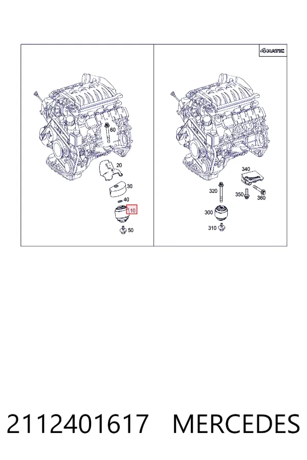 Coxim (suporte) esquerdo de motor 2112401617 Mercedes