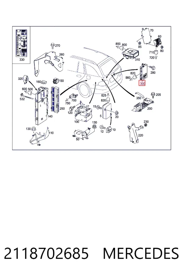 Módulo de direção (Centralina eletrônica) de abertura de tampa de porta-malas (de 3ª/5ª porta traseira) 2118702685 Mercedes