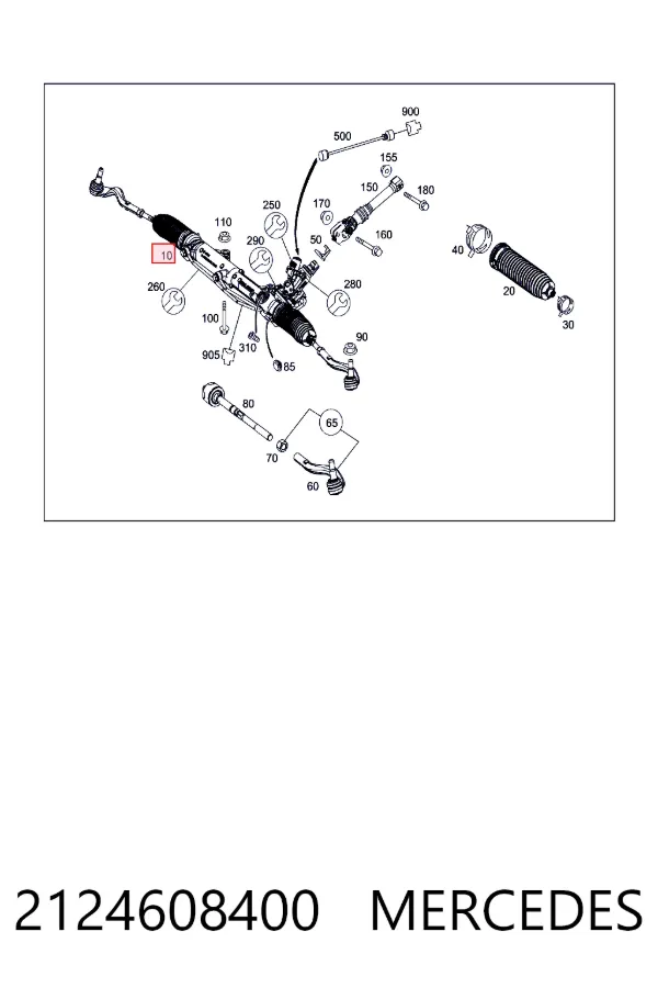 Cremalheira da direção 2124608400 Mercedes