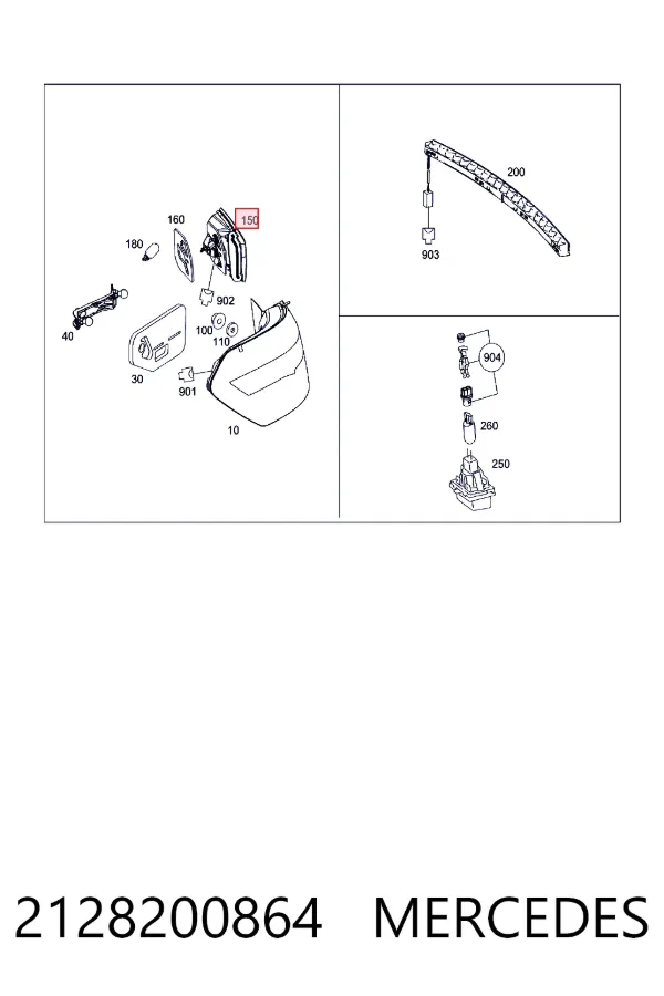 Lanterna traseira direita interna 2128200864 Mercedes