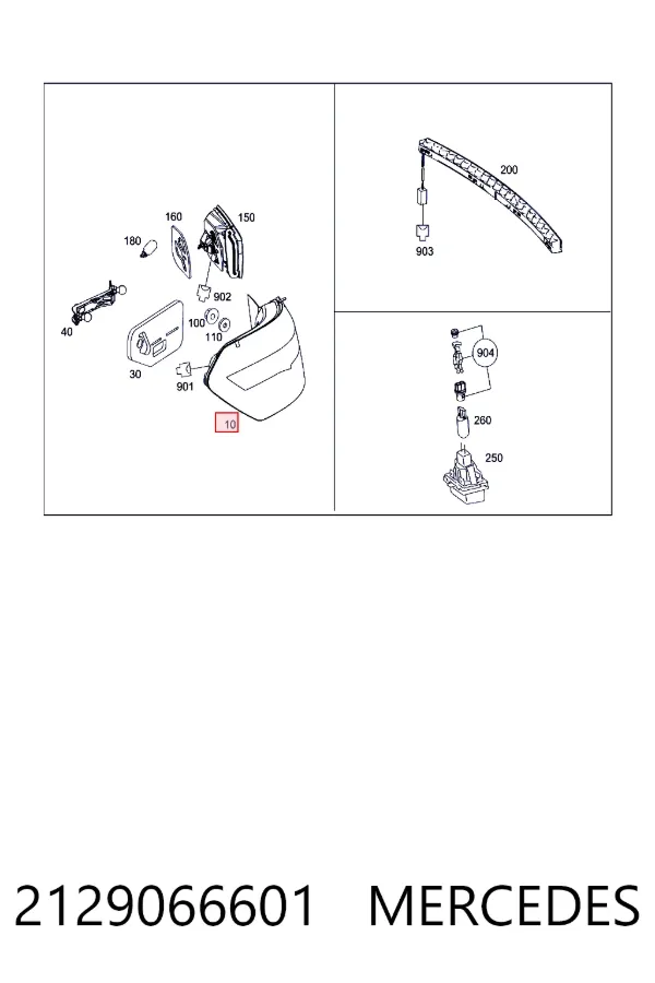Lanterna traseira esquerda externa 2129066601 Mercedes