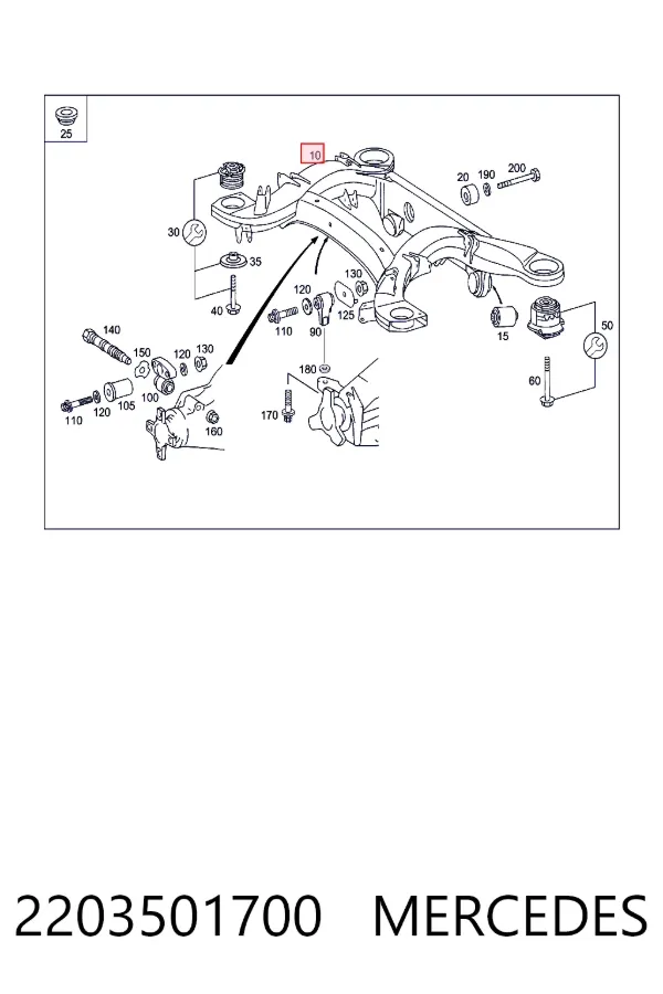 Viga de suspensão traseira (plataforma veicular) Mercedes S W220