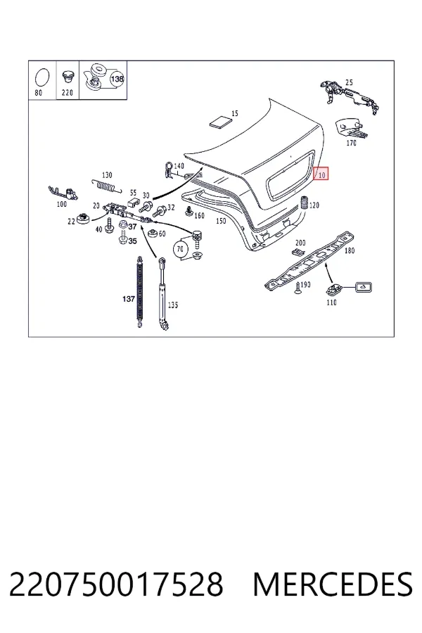 Tampa de porta-malas Mercedes S W220
