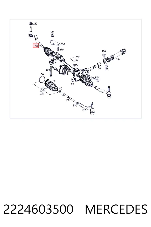 Cremalheira da direção 2224603500 Mercedes