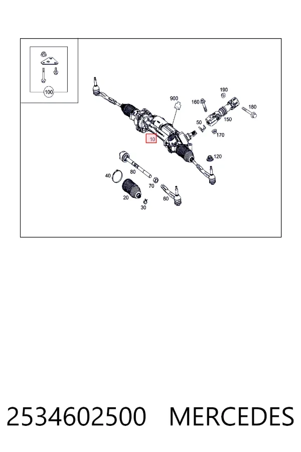 Cremalheira da direção 2534602500 Mercedes
