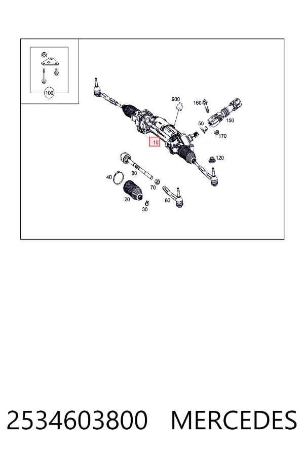 Cremalheira da direção 2534603800 Mercedes