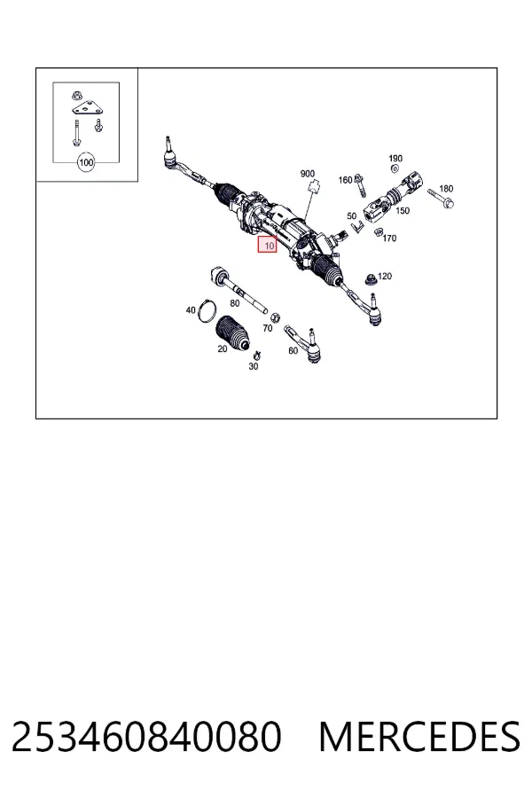 Cremalheira da direção 253460840080 Mercedes