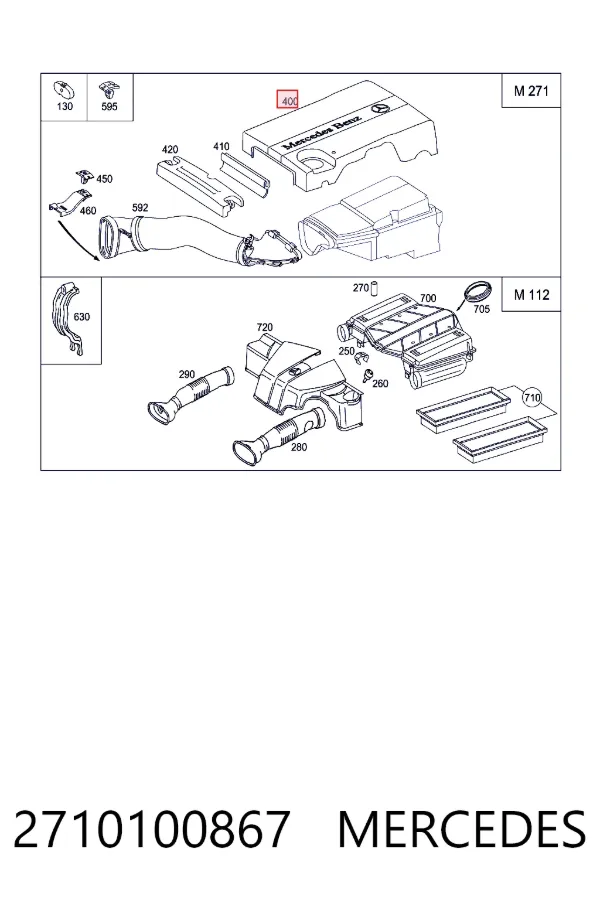 Tampa de motor decorativa 2710100867 Mercedes