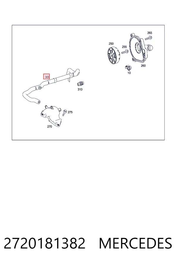 Cano derivado de ventilação de cárter (de separador de óleo) 2720181382 Mercedes