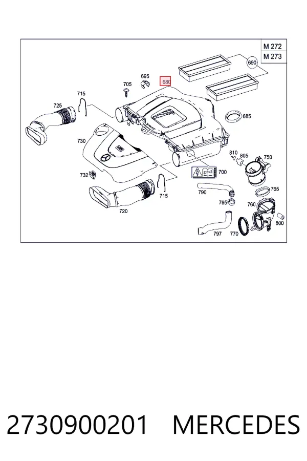 Caixa de filtro de ar 2730900201 Mercedes