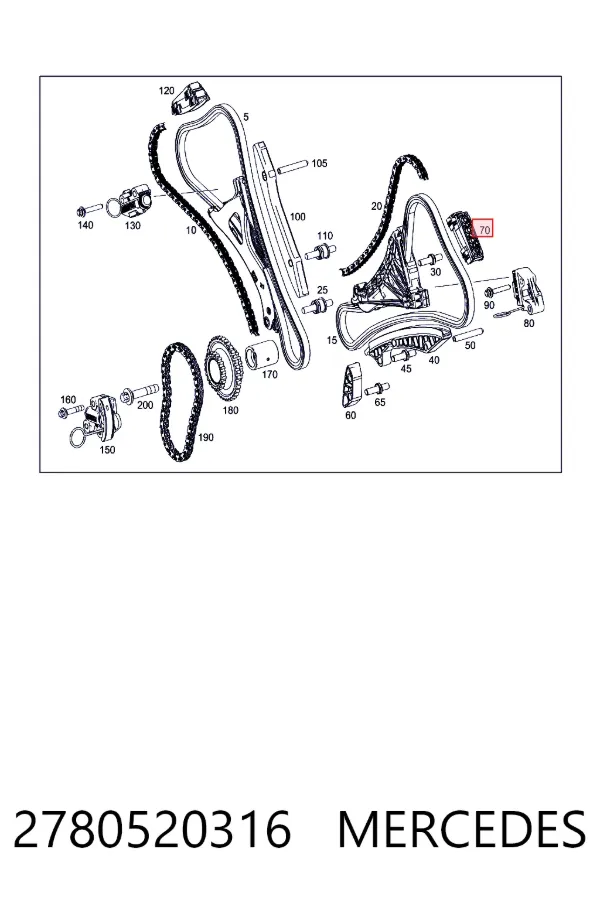 Amortecedor de cadeia do mecanismo de distribuição de gás, superior CBC Mercedes S A217