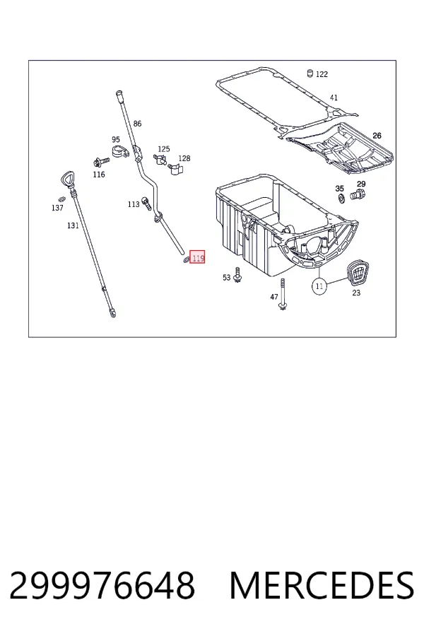Anel de vedação da guia de sonda do nível de óleo de motor 299976648 Mercedes