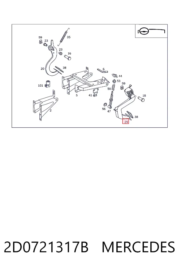 Pedal de embraiagem 2D0721317B Mercedes