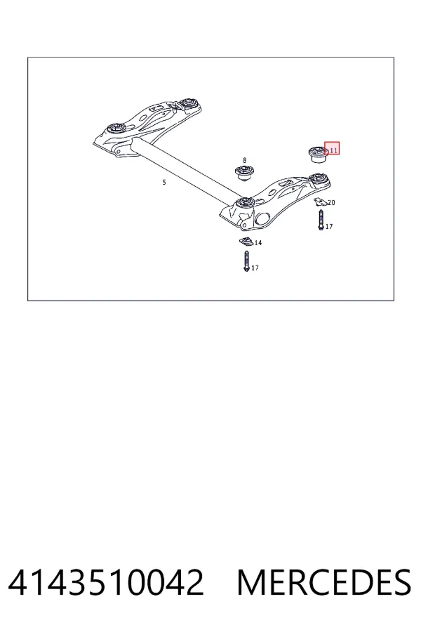Bloco silencioso de viga traseira (de plataforma veicular) 4143510042 Mercedes