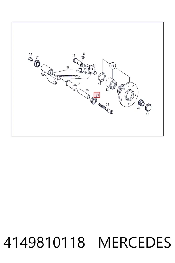 Rolamento de fixação de braço oscilante traseiro (de suspensão traseira) 4149810118 Mercedes