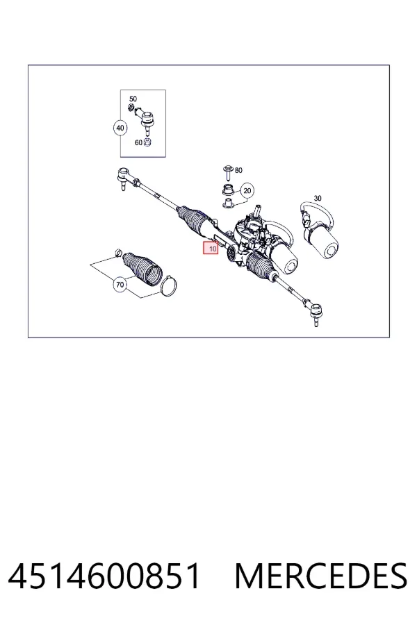 Cremalheira da direção 4514600851 Mercedes