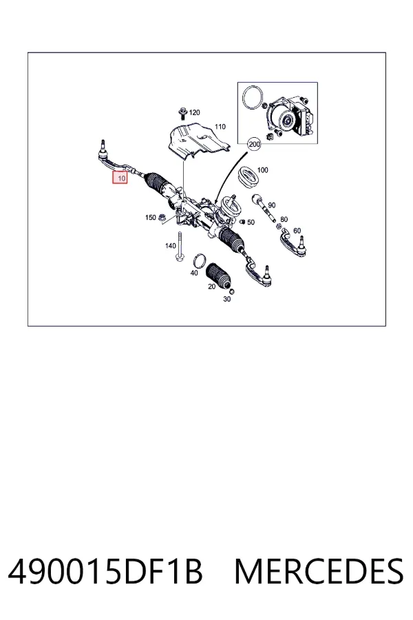 Cremalheira da direção 490015DF1B Mercedes